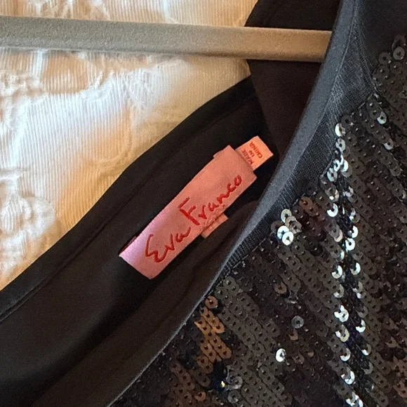 Eva Franco Black Sequin One Shoulder Top - Picture 4 of 6